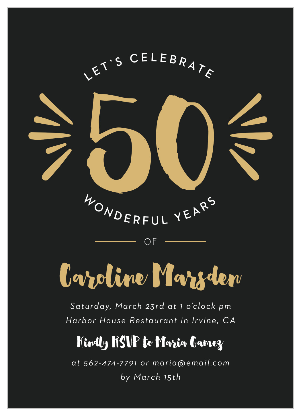 Shiny Fifty Milestone Birthday Invitations