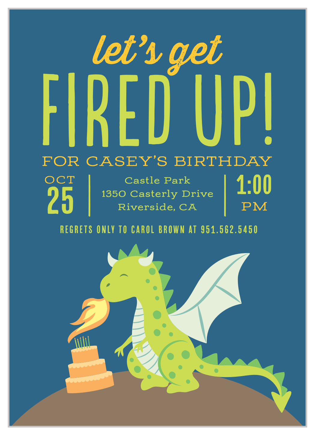 Fired Up Dragon Children's Birthday Invitations