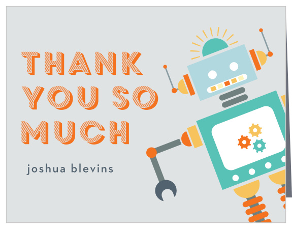 There's no better way to let your party guests know you had a killer time with them than with our Robot Celebration Children's Birthday Party Thank You Cards!