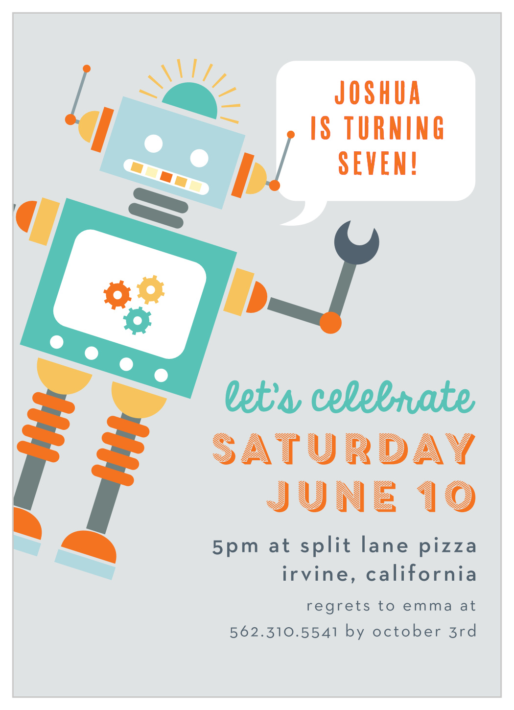 Robot Celebration Children's Birthday Invitations