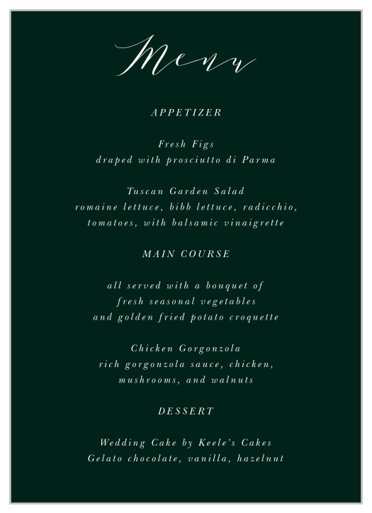 Everyone looks forward to the dinner when they attend a wedding, so let your guests know what to expect with our beautiful Union of Souls Wedding Menus. 