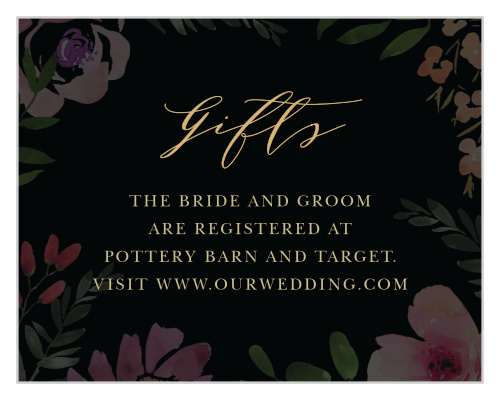 Weddings signify a new chapter in your continuing lives together, so make sure you and your partner have all the items you'll be needing with our Gothic Flowers Registry Cards.