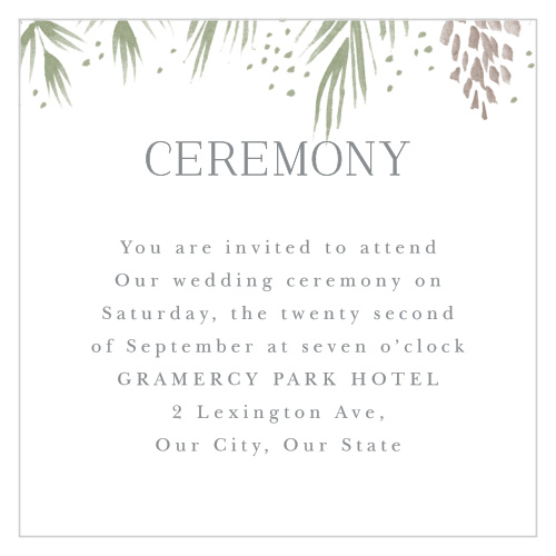 Give your guests a glimpse of winter and the scent of roasted chestnuts in the air with the beatific styling of our Winter Wonderland Ceremony Cards.