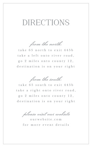 Make sure your guests know the best routes to get to your wedding using the Winter Wonderland Direction Cards!