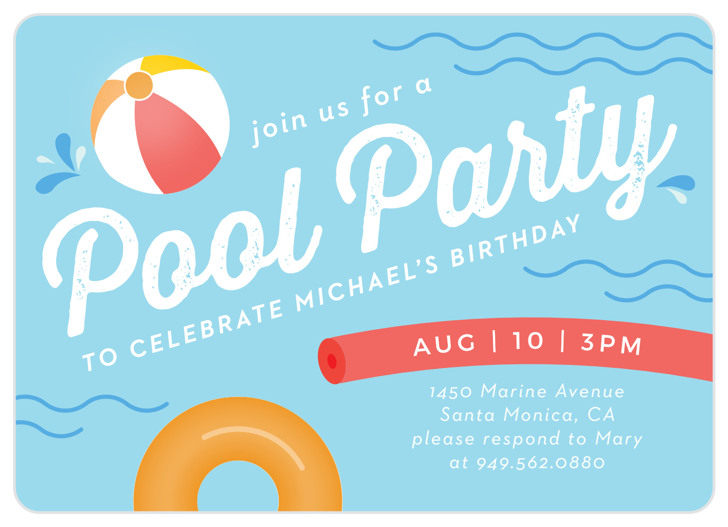 Pool Time Children's Birthday Invitations