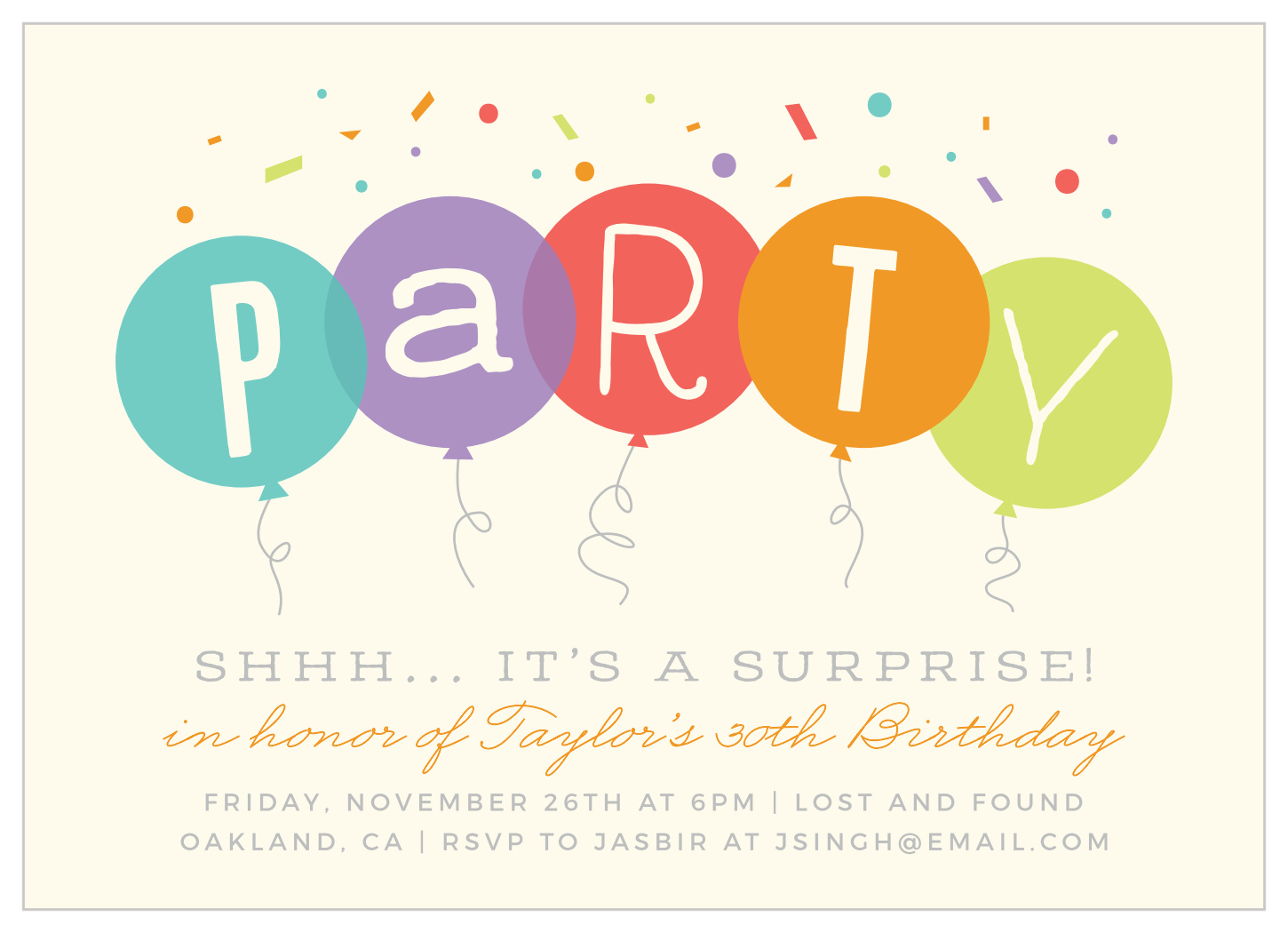 Surprise Balloons Milestone Birthday Invitations