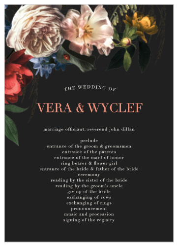The Dark Dutch Florals Wedding Programs feature a simple design with beautiful features.  