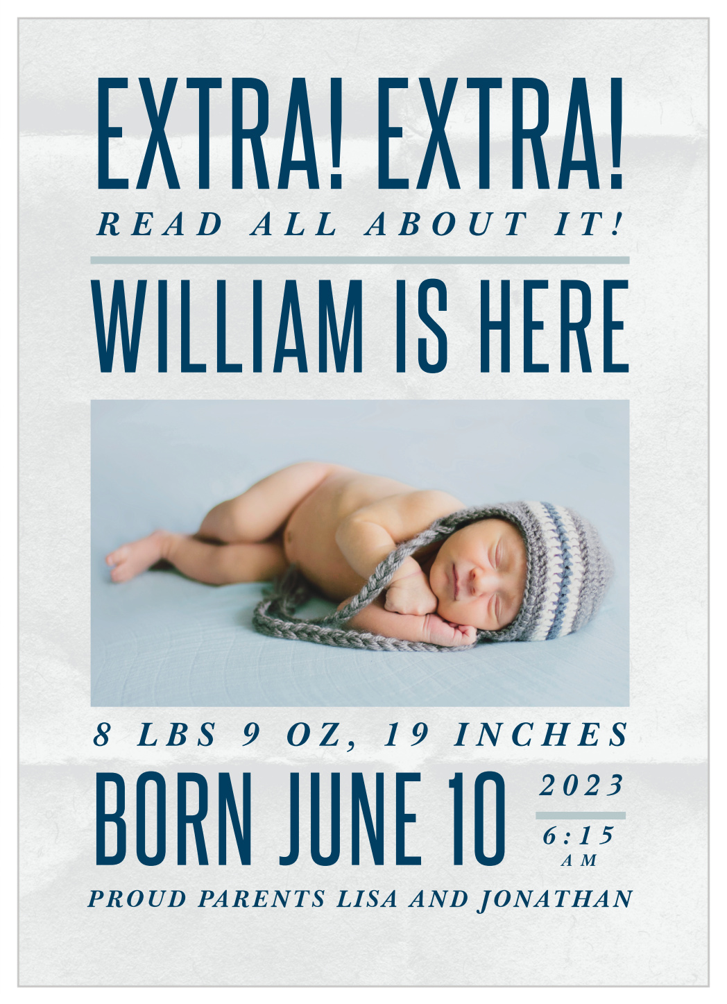 Extra Extra Newspaper Birth Announcements