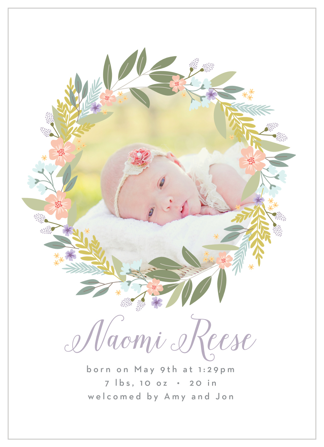 Flowery Circle Birth Announcements