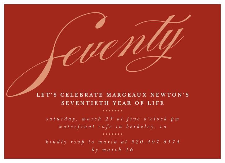 Get ready for your important day with the Wonderful Years Milestone Birthday Party Invitations.