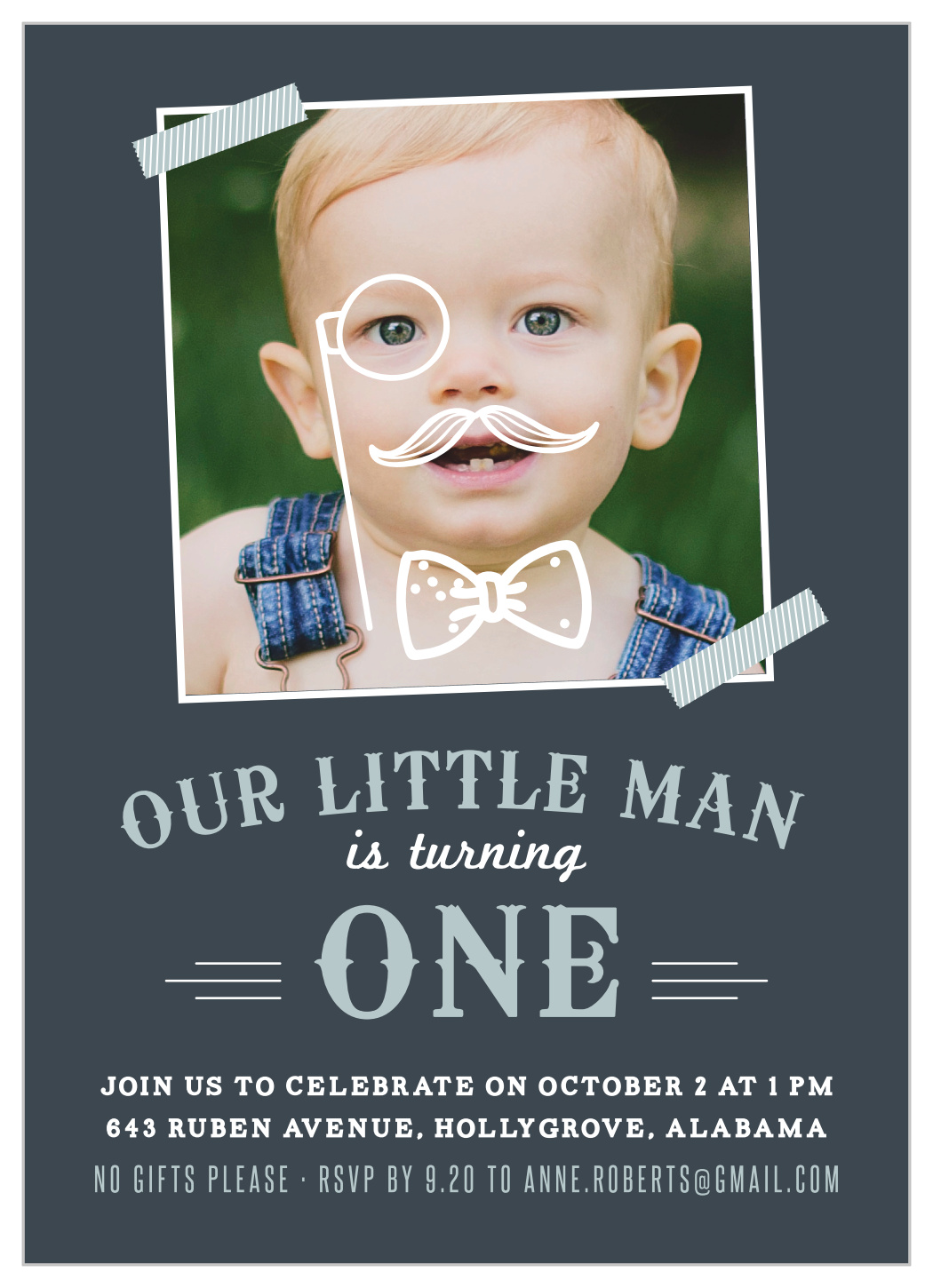 Mister Monocle First Birthday Invitations