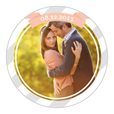 The Ribbon and Stripes logo square is a perfect compliment to The Ribbon and Stripes invitation with its swooping title and elegant ribbon.