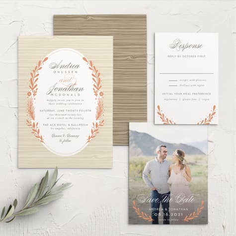 Rustic Laurels Wedding Invitations