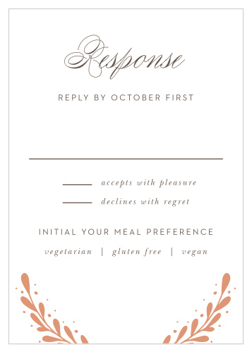 Our Rustic Laurels Response Cards have an elegant, illustrated charm that your guests will love.