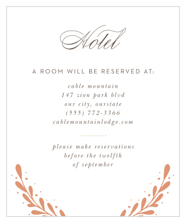 Our Rustic Laurels Accommodation Cards have an elegant, illustrated charm that your guests will love.