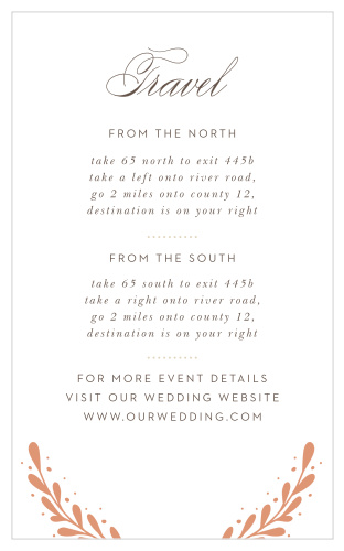 Our Rustic Laurels Direction Cards have an elegant, illustrated charm that your guests will love.