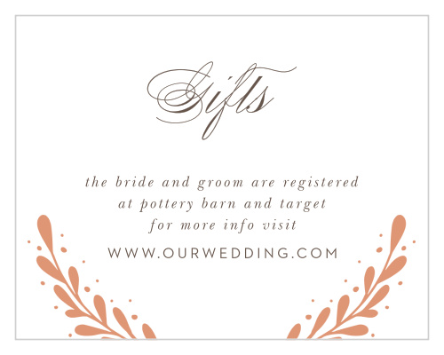Our Rustic Laurels Registry Cards have an elegant, illustrated charm that your guests will love.