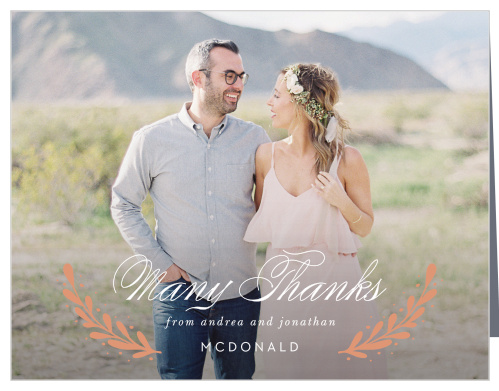 Our Rustic Laurels Wedding Thank You Cards have an elegant, illustrated charm that your guests will love.