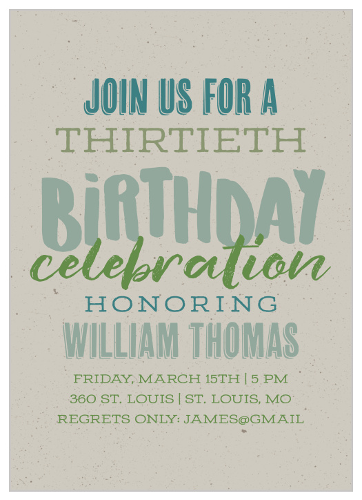 Spice up your birthday celebration with our Billboard Type Milestone Birthday Party Invitations!