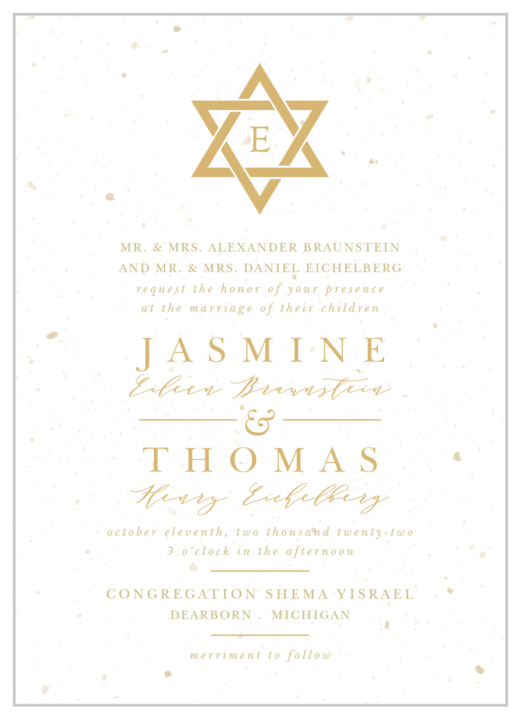 Jewish Star Wedding Invitations