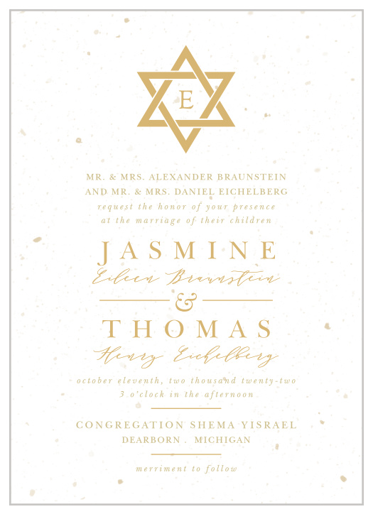 Jewish Wedding Invitations - Match Your Color & Style Free!