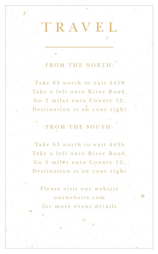 Jewish Star Direction Cards help your guests find their way to your wedding venue, no matter what twists and turns are present along the route. Gold text flows down the splotched background, the modern styling of your text a lovely contrast to the well-weathered appearance of the paper behind. With your title shining brightly in foil to catch your guests' eye, you can be sure that these cards are a lovely addition to their own planning.
