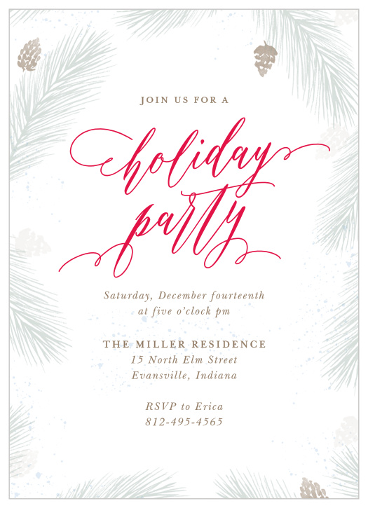 Invite your guests to the party of the season with our Perfect Pinecone Holiday Party Invitations.
