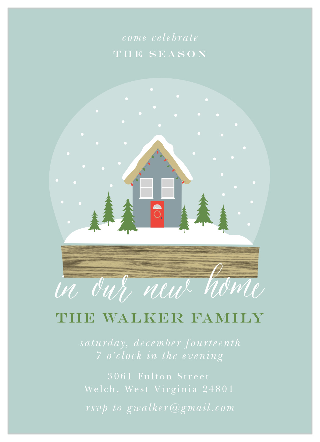 Snowglobe House Holiday Invitations