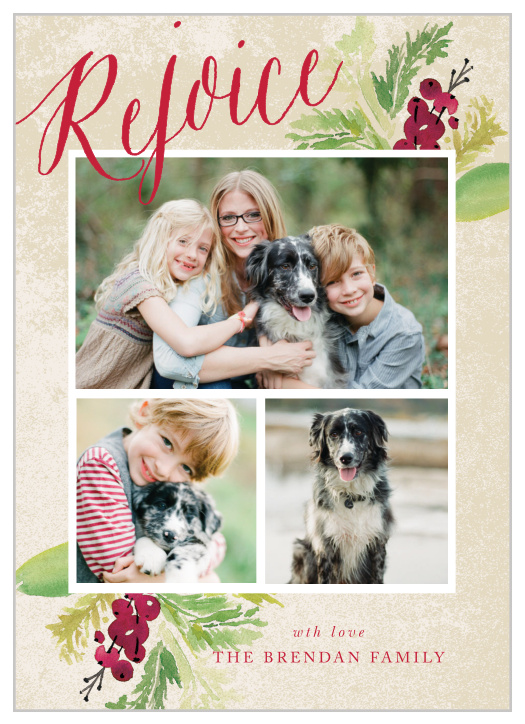 Spread some holiday cheer to your friends and family with our Rustic Rejoice Holiday Cards!