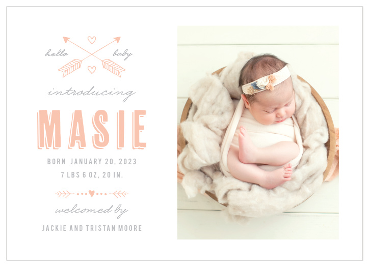 Our It's A Girl Arrow Birth Announcements are perfect for introducing your newborn to friends and family.