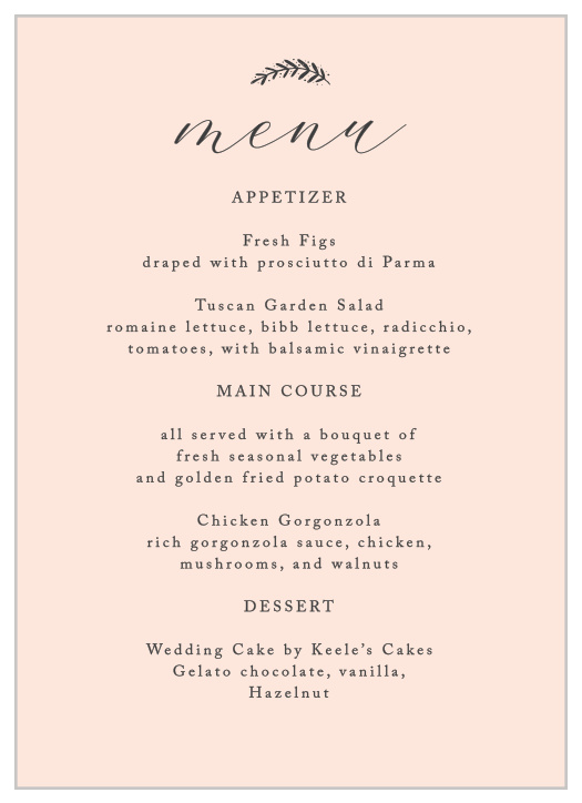 Top of every table setting with our lovely Perfectly Personalized Wedding Menus!