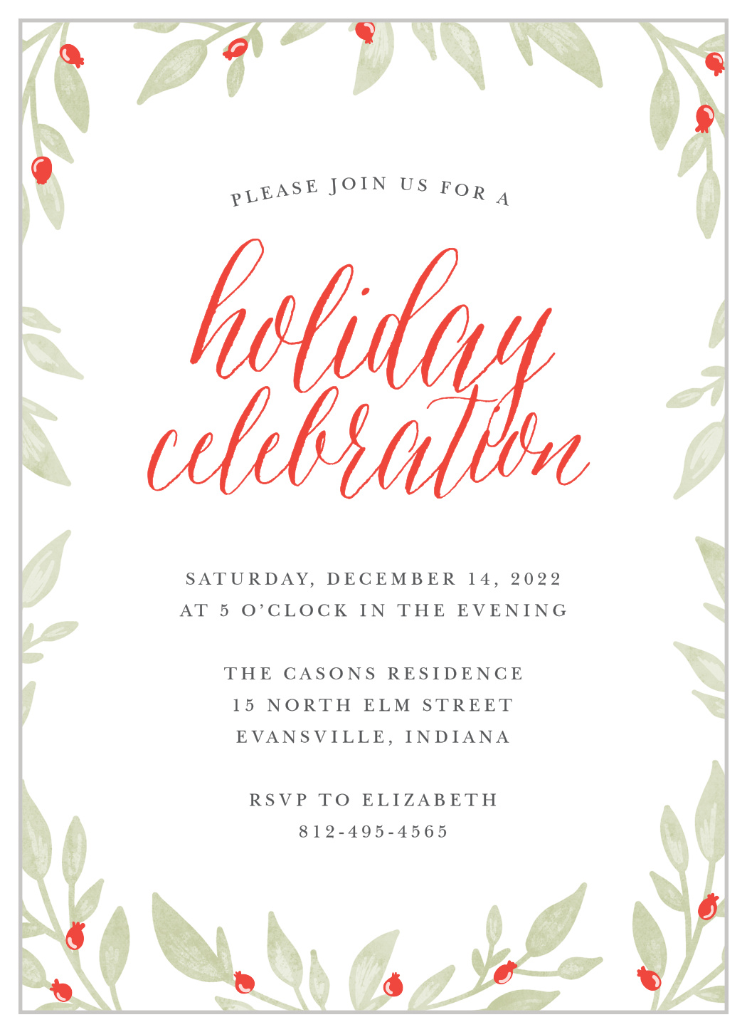 Leaves & Berries Holiday Invitations