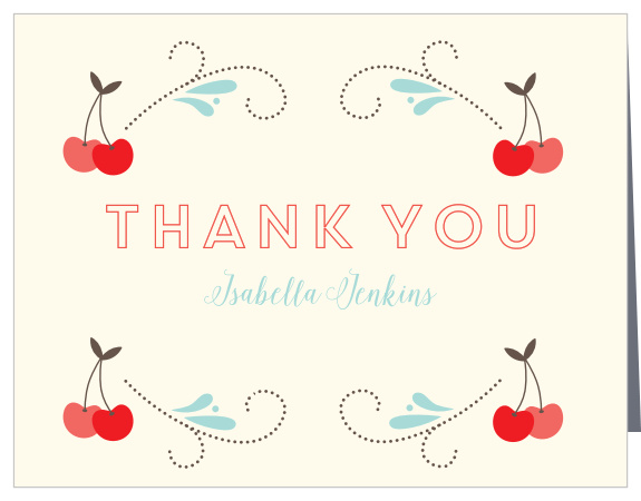 A bridal shower is nothing if it doesn't have great guests, so thank yours for an amazing time with our Cherry Swirl Bridal Shower Thank You cards.