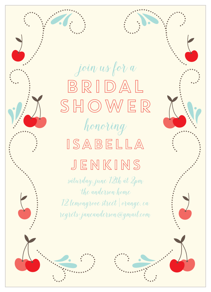 Cherry Swirl Bridal Shower Invitations