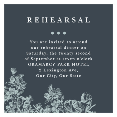 Make sure everything goes smoothly on your wedding day with our Victorian Square Rehearsal Cards.