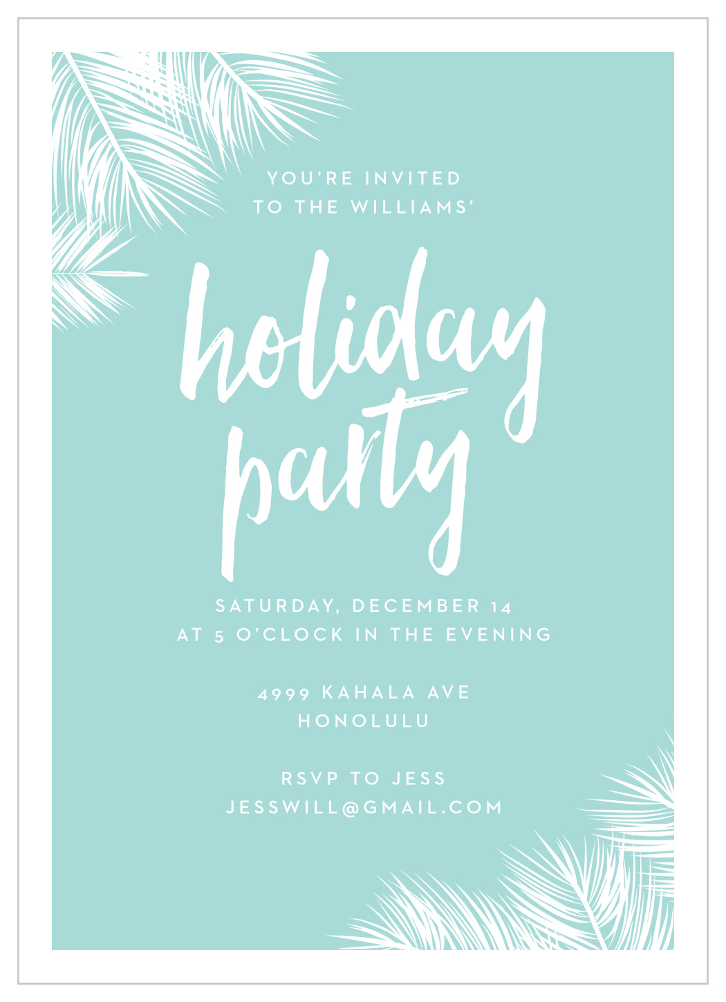 Aloha Palms Holiday Invitations