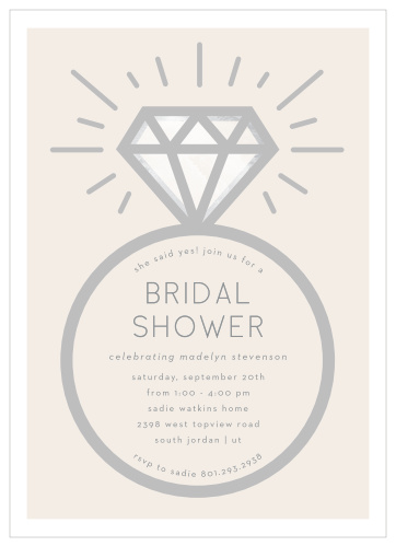 Let everyone know you said yes with our Diamond Ring Bridal Shower Invitations!