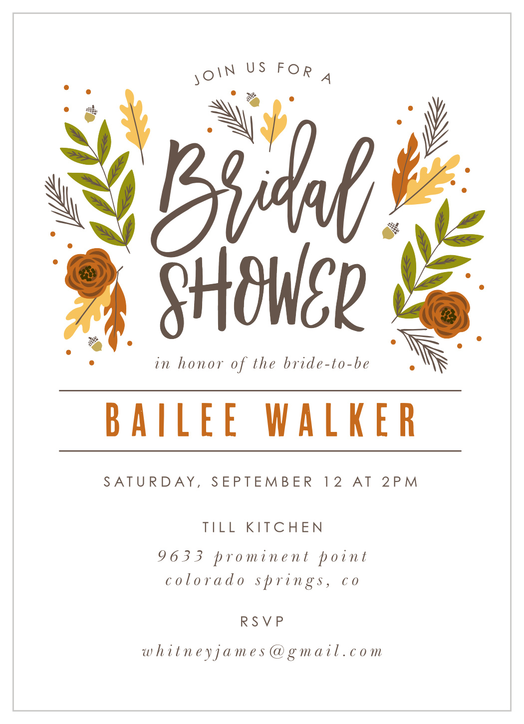 Fall Foliage Bridal Shower Invitations
