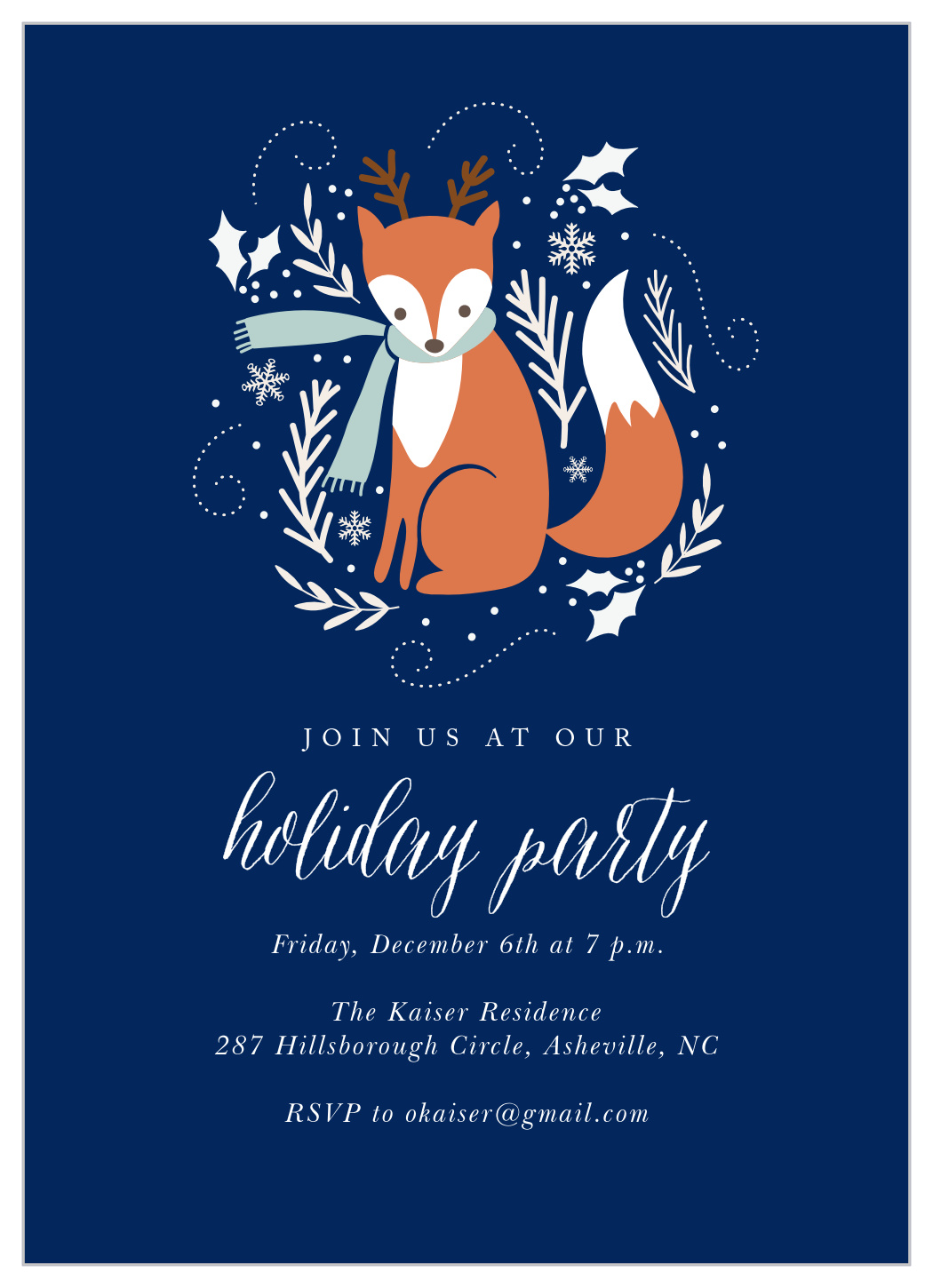 Winter Fox Holiday Invitations