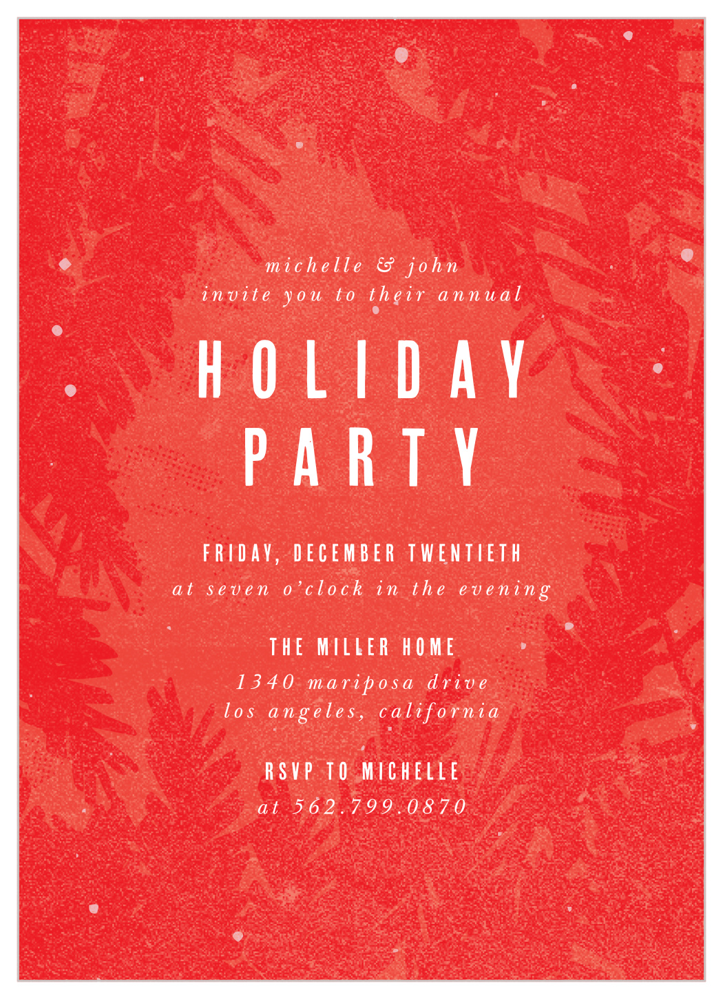 Contemporary Botanical Holiday Invitations by Basic Invite