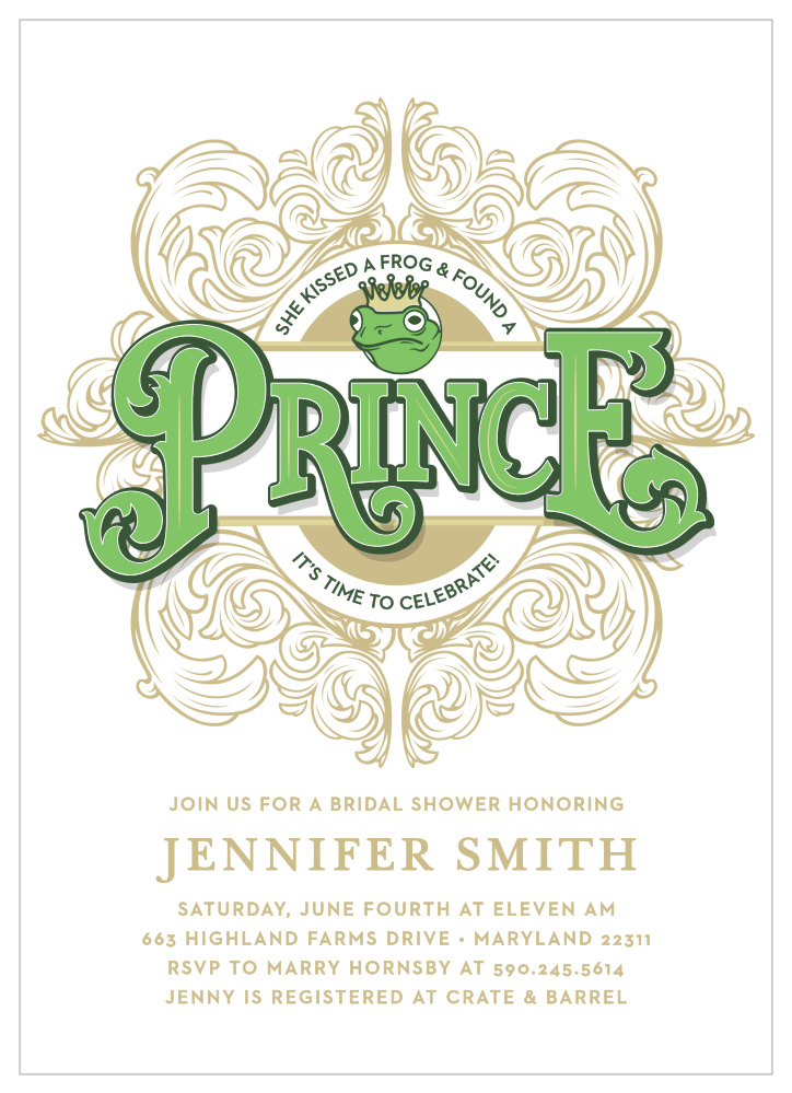 Prince Charming Bridal Shower Invitations