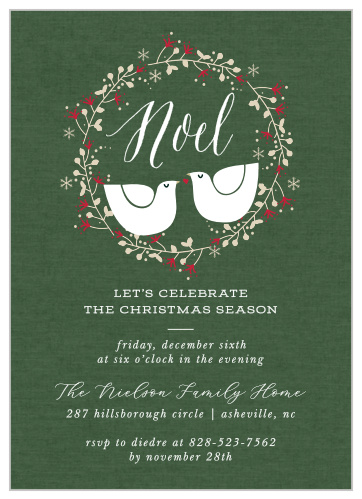 Two Turtle Doves Christmas Invitations
