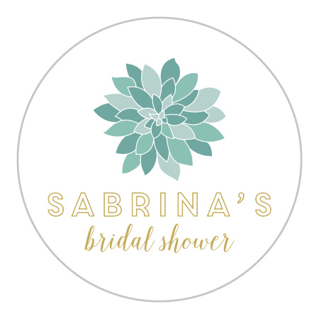 Modern Succulents Bridal Shower Stickers