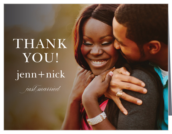 Show your appreciation for your guests' support on your big day, with our Sheer Overlay Wedding Thank You Cards!