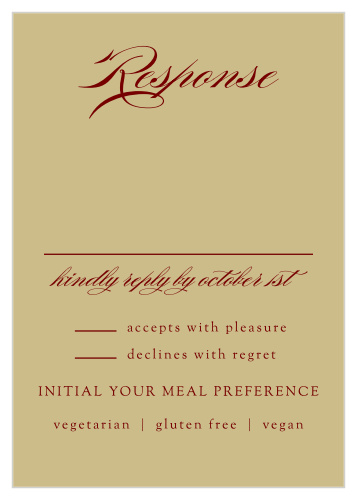 Our gold Ornate Border Response Cards are an elegant wonder.