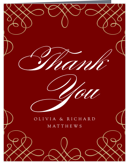 If your wedding night was as magical as you had hoped, thank your guests with our Ornate Border Wedding Thank You Cards! 