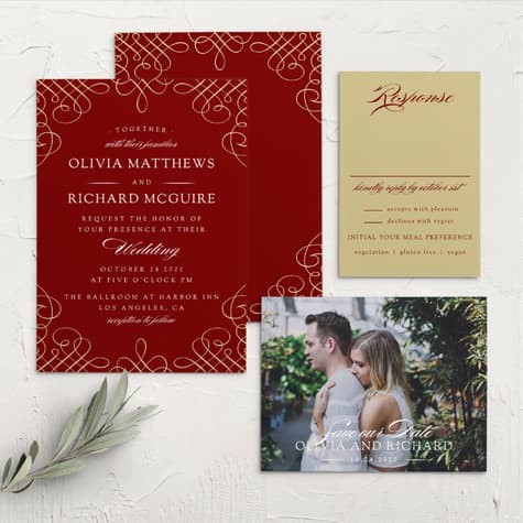 Ornate Border Wedding Invitations