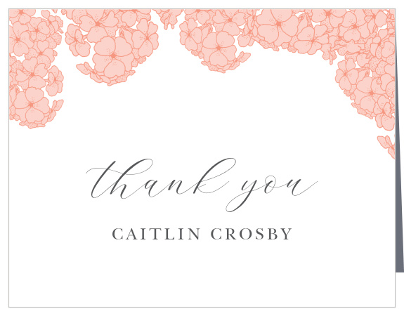 As with our matching invitations, these Hydrangea Blooms Bridal Shower Thank You Cards draw you in with the floral design that bursts from the top.