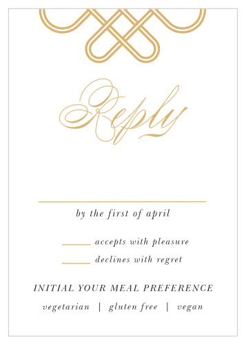 Tally up your dearest friends and family with the endlessly elegant design of our Irish Knot Wedding Response Cards.