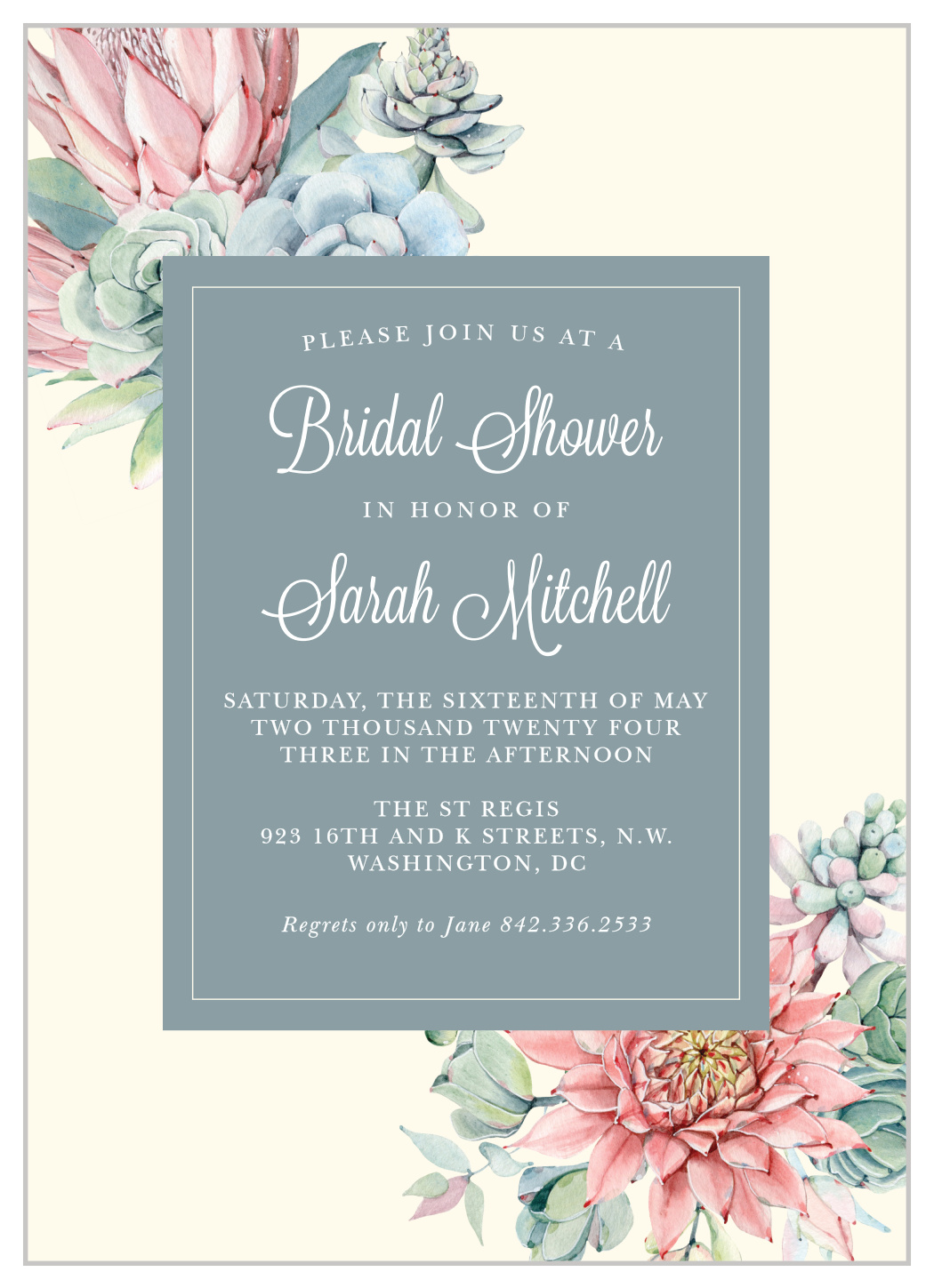 Bohemian Succulent Bridal Shower Invitations